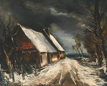  Vlaminck Oil Painting - VILLAGE STREET IN THE SNOW Maurice de Vlaminck